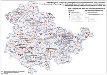 Karte 2: Zentrale Orte, Mittel- und Grundversorgungsbereiche