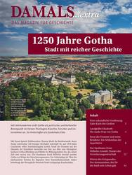 Titelblatt des Geschichtsmagazins "DAMALS…extra" mit Luftbild von Gotha, öffnet größere Ansicht