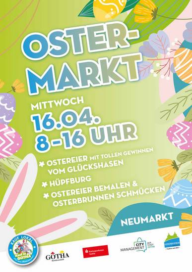 Plakat mit Grafik und Text zum Ostermarkt in Gotha