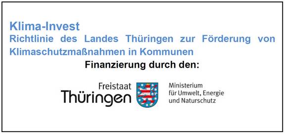 Logo Klima-Invest Richtlinie des Landes Thüringen zur Förderung von Klimaschutzmaßnahmen in Kommunen, öffnet größere Ansicht