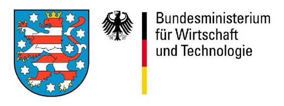 Wappen Freistaat Thüringen und Logo Bundesministerium für Wirtschaft und Technologie, öffnet größere Ansicht