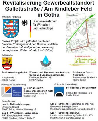 Bauschild mit Logos verschiedener Firmen, öffnet größere Ansicht