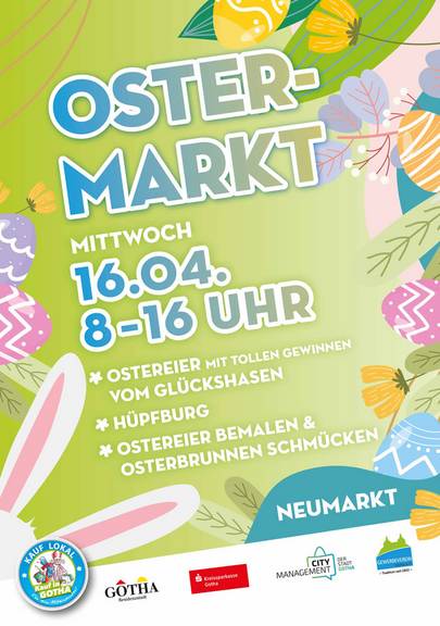 Plakat mit Grafik und Text zum Ostermarkt in Gotha