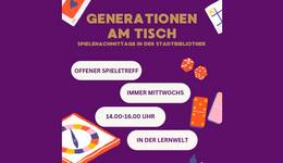 Poster mit Text zum Spielenachmittag in der Stadtbibliothek, öffnet größere Ansicht