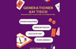 Poster mit Text zum Spielenachmittag in der Stadtbibliothek, öffnet größere Ansicht