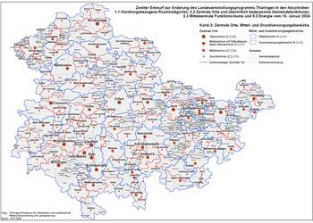 Karte 2: Zentrale Orte, Mittel- und Grundversorgungsbereiche